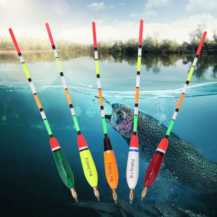 Lot De 5 Flotteurs De Pêche En Bois - Poids 2g, 3g, 4g, Pour Eaux Peu Profondes - 10