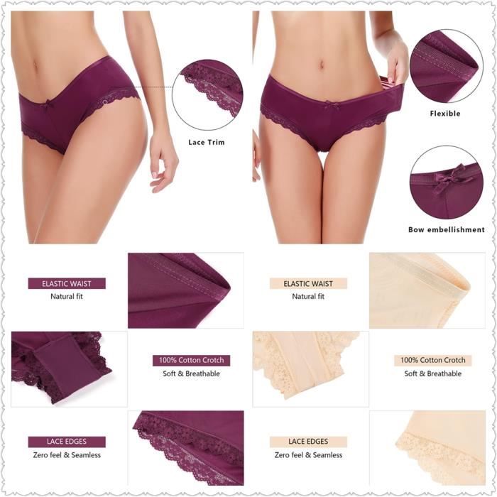 Culottes en Dentelle Hipster Femme Slip Taille Basse sous