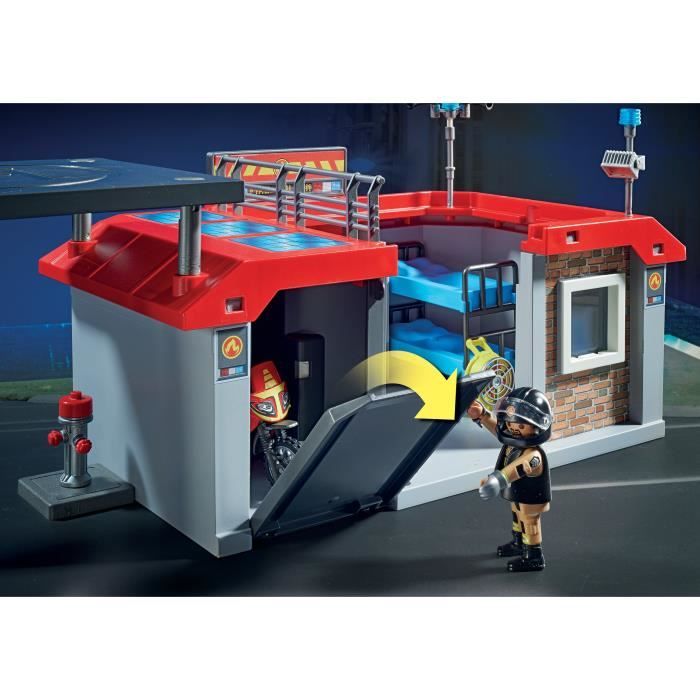 PLAYMOBIL - Caserne de pompiers transportable - City Action - Avec
