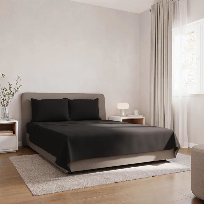 Draps Microfibre 3 Pièces 90x190/200 - Ensemble Lit Brossé Oeko-Tex