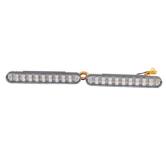 2 Bandeaux Lumineux LED Pour Voiture - 16.5cm, 12V - Feux Diurnes Et Clignotants - PVC Silicone, Câble 40cm