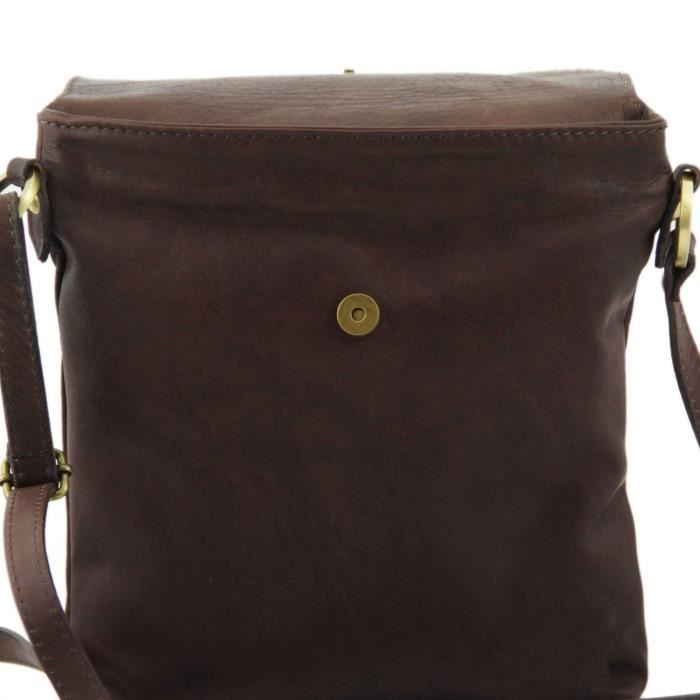 Tuscany Leather Morgan Sac bandouli re en cuir Marron fonc TL141511