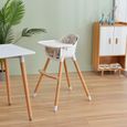 totu - Chaise de repas pour bébé en bois Hêtre 2-en-1 réglable en hauteur 60 et 83cm-3