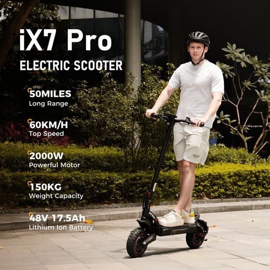 Trottinette Électrique Tout Terrain IX7 PRO 2000W 10" 60KM/H Double Moteur