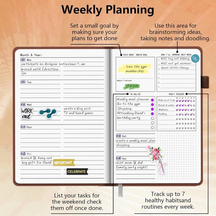 Agenda Spirale Onglets Agenda Scolaire 2025-2026 A5 - Semainier Vertical Août 2025 à Juillet 2026 - Spirale Avec Onglets Et Poche Planificateur Académique Spirale