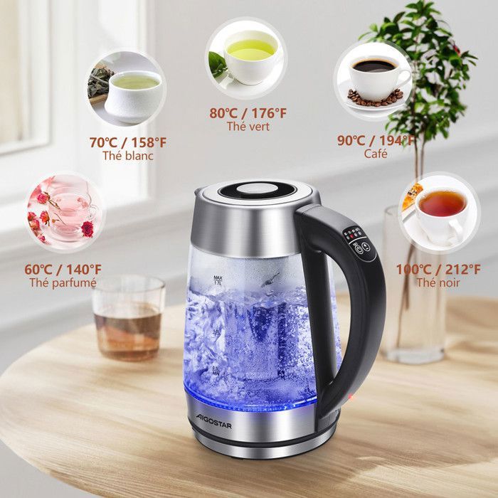 Bouilloire à Thé Verre Borosilicaté 800 Ml – Sifflante, Induction, Filtre Inox Fin, Verseuse Sans Goutte – Collection Verre