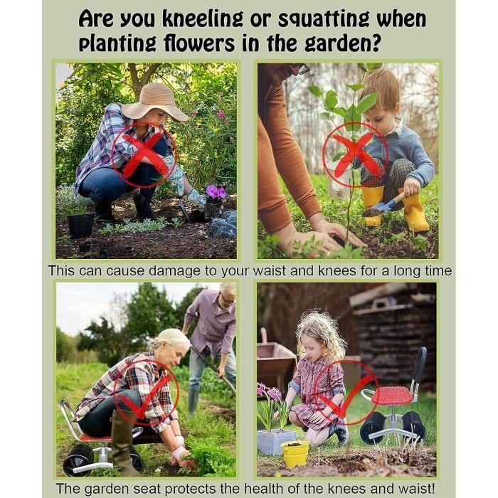 Chariot De Jardin Yoakaiax Avec Siège Pivotant - Réglable En Hauteur, Roues Et Panier