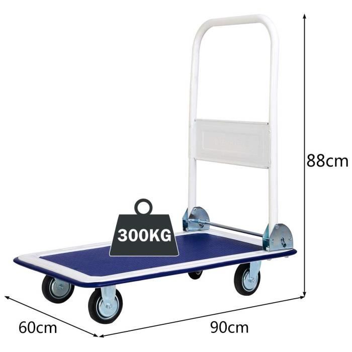 Chariot de transport pour meubles plateforme en bois, capacité de charge  350 kg