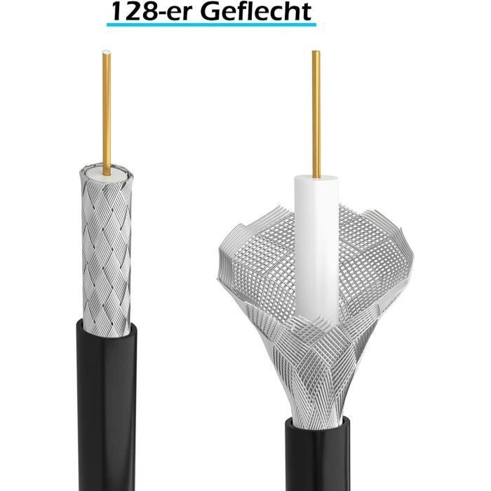 CSL 1,5m Câble D'antenne Coaxial HDTV, Câble TV Coudé Mâle Femelle, Fiche IEC Coaxiale Angulaire Coudée à 90°, Ultra HD UHD - 135dB 75 Ohm -TNT DVB-T DVB-T2 DVB-C DVB-S DVB-S2 Radio