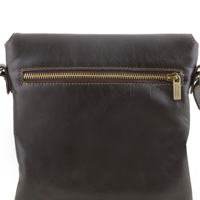 Tuscany Leather Morgan Sac bandouli re en cuir Marron fonc