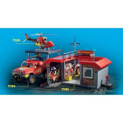 PLAYMOBIL - 71193 - City Action - Caserne de pompiers transportable - Neuf pas cher