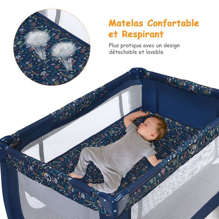 Lit De Voyage Bébé 3 Pièces 120x60 Cm Innovaciones MS - Avec Matelas Et Sac Transport