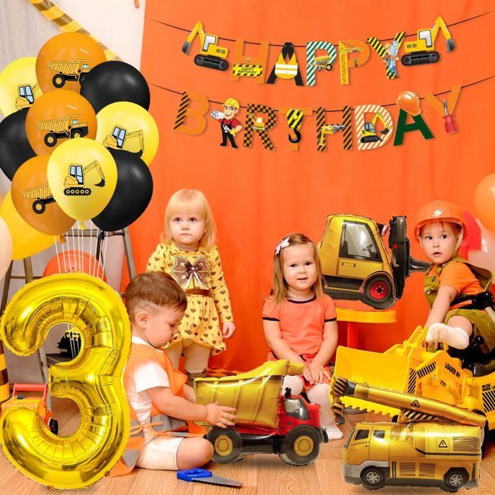 Decoration Anniversaire Chantier 3 Ans Ballons D'Excavatrice