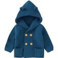 MINTGREEN Manteau Tricot Bébé Garçon Chaud Vêtement Manches Longues Chandail Capuche Hauts Cardigan Bleu-0
