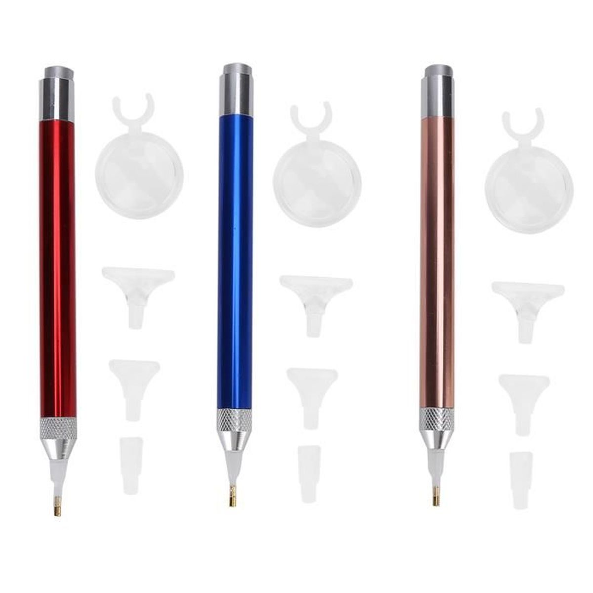 3 Stylos Pour Diamond Painting - Stylo De Perçage à Pointe Précise - Design Ergonomique - Idéal Pour Les Travaux De Précision