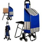 FIANAO Chariot à roulettes Extensible, 2 Roues - Chariot de Courses Pliable - Poussette de marché légère et imperméable - Bleu