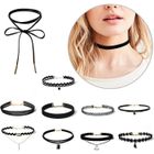 HUEIHWOH Collier ras du cou - Pas cher - 10 pcs - Velours - Noir - Femme