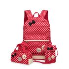FULOZO 3pcs Cartable Papillons Sac à dos en toile Enfant Fille Collège Lycée Sac à bandoulière Sac de Voyage Pique-nique - Rouge