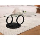 VENTE-UNIQUE Table basse avec plateaux pivotants JOLINE - Verre trempé transparent et pied chromé noir de Maison Céphy