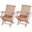 vidaXL Chaises pliables de jardin 2 pcs Bois de teck solide