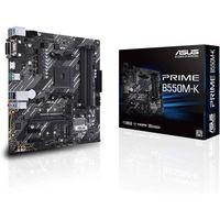 ASUS PRIME B550M-K  Carte mere AMD B550 (Ryzen AM4) au format micro ATX motherboard avec double M.2, PCIe 4.0, DDR4 4400 Ethe