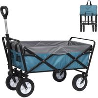 Chariot de Transport pour Jardin - EUGAD - Pliable à 4 Roues - Tissu Oxford - Capacité 80kg - Bleu+Gris