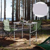 ML-Design Table de Camping en Aluminium, 75x55x68/32,5 cm, Pliante, Argent/Blanc, Réglable en Hauteur, Légère, Plateau de Table en M