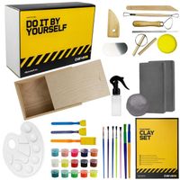 Dibys DIY Kit de poterie pour enfants avec argile gris outils de modelage pinceaux boîte kit créatif idées cadeaux originales