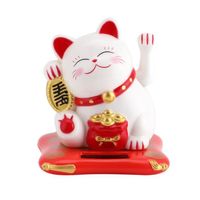 Pendentif de voiture chat feng shui à énergie solaire (blanc), ornement décoratif chat porte-bonheur, chat porte-bonheur et bonheur