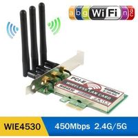 Adaptateur Carte Wifi sans fil PCI-E Express 450Mbps à Antenne LAN 3pcs pour Windows 7-8-10-XP AC990