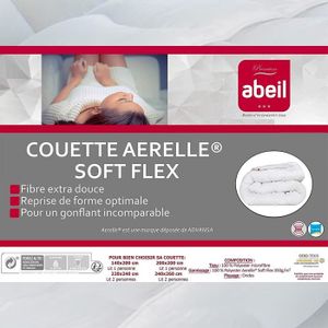 COUETTE Pack oreiller et Couette de lit premium tempérée 350g blanc Aerelle soft flex ABEIL Dimension - 220x240, OREILLER - 2 OREILLERS