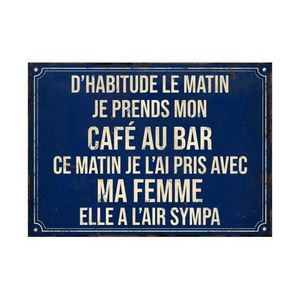 Plaque Métal Décorative Vintage Mykonos - 15x30 Cm - Décoration Murale Rétro Pour Cuisine, Bar, Café, Salon - 4