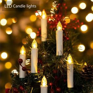 Bougies d'arbre LED 10cm blanc chaud avec télécommande  10pcs-494521