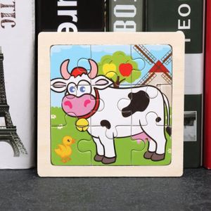 PUZZLE 3 vaches - Puzzle en bois de dessin animé pour enf