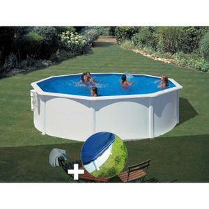 PISCINE Kit piscine acier blanc Gré Bora Bora ronde 3,70 x