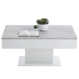 TABLE BASSE Nouveau* FMD Table basse Gris béton et blanc - 129