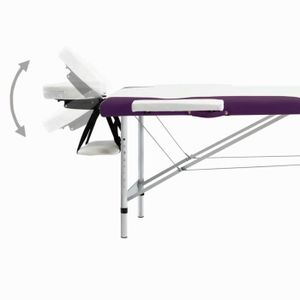 TABLE DE MASSAGE - TABLE DE SOIN NEUF Table de massage pliable 2 zones Aluminium Bl