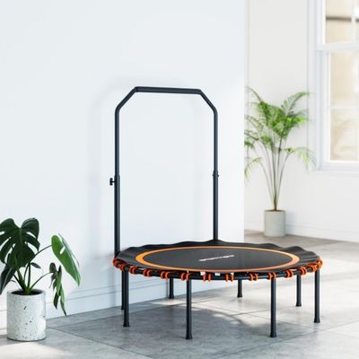 Trampoline Rebondissant Hexagonal – 122 Cm, 250 Kg Max, Guidon Réglable, 42 élastiques, Pour Adulte, Indoor/outdoor