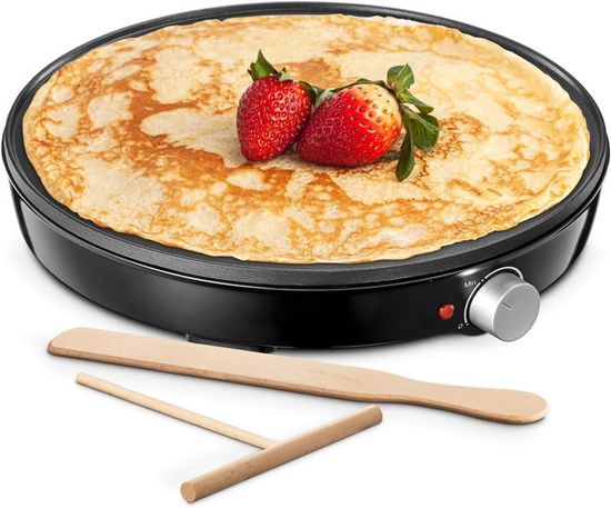 Crêpière électrique Bestron Ø30cm - 1000W Anti-adhésive - Avec Spatule Et Distributeur Pâte