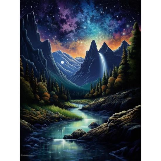 Kit Point De Croix Cygne Cascade - 40x50cm - Toile 11CT Imprimée - Débutants - Complet Avec Fils Et Aiguilles