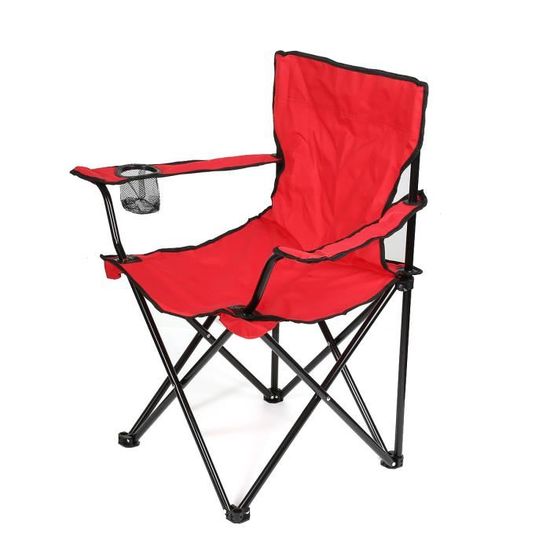 (Rouge)Chaise de camping pliable fauteuil de plage extérieur
