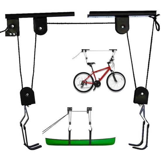 Support vélo plafond - Marque - Modèle - Charge 57 kg - Robuste - Rangement porte-vélo à poulies