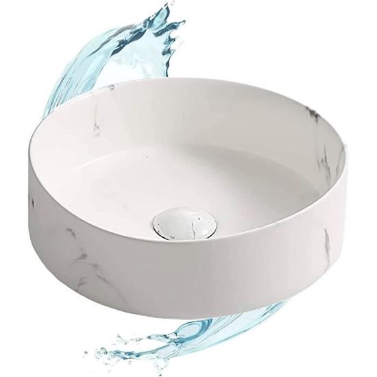 Lavabo En Céramique Forme Diamant - Blanc Brillant, 42x13.5 Cm - ECD Germany, Neuf