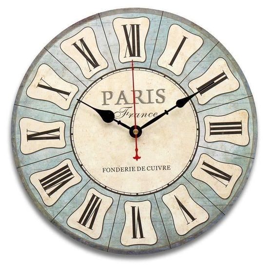 Horloge Murale geante Industriel XXL Grande Horloges Vintage en métal Shabby Chic avec Chiffres Romains 80 cm horloges silencieuse