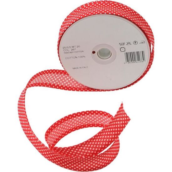 Trimz Nastro sbieco in policotone, bianco, 25 mm x 10 m