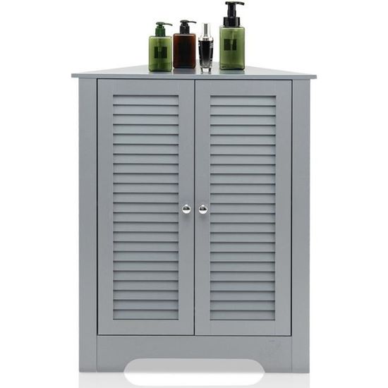 COSTWAY Armoire d'Angle, Meuble de Rangement 63x32x81,5 cm, 2 Portes à