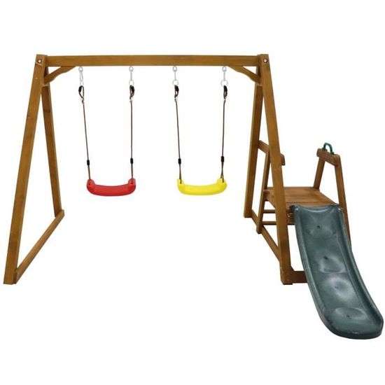 Balançoire Jardin Enfants AIYAPLAY 3 En 1 - Avec Tente, Anneaux, Cadre Métal, Pour 3-8 Ans, Stable