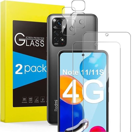Vitre Protectrice Lentille Caméra Arrière Pour Redmi Note 11 / 11S / 11T / 11 Pro Plus - Adhésif Noir