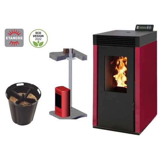 Pack poêle à granules MARINA 6 Etanche Bordeaux + Kit Conduit Double — free download