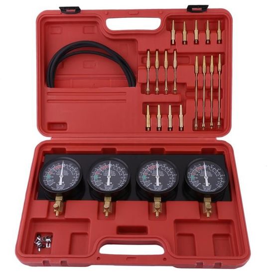 Kit Testeur Pression Carburant Uten - 4 Manomètres à Vide Pour Synchronisation Carburateur Voiture/Moto